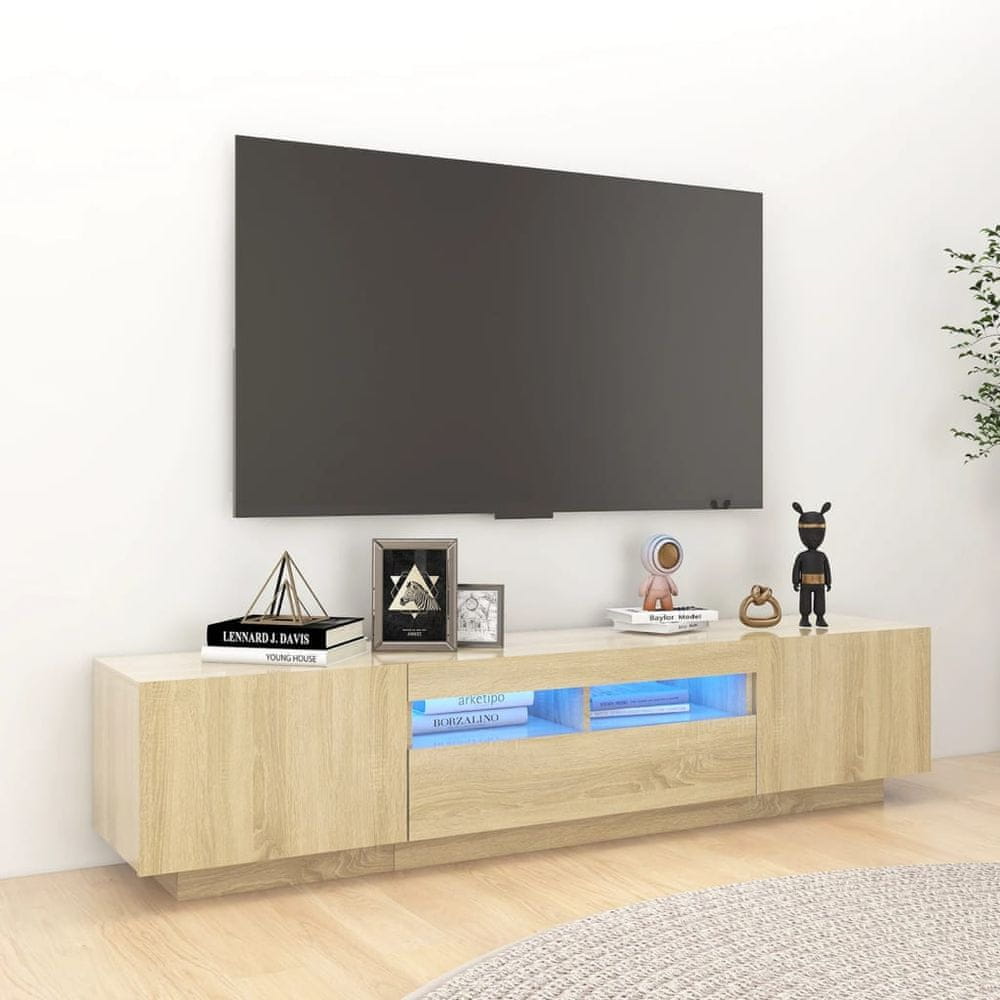 Vidaxl TV skrinka s LED svetlami dub sonoma 180x35x40 cm